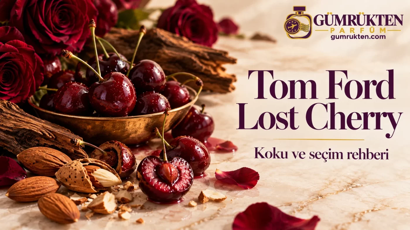 Kiraz, badem, gül ve odunsu dokularla Lost Cherry kapağı